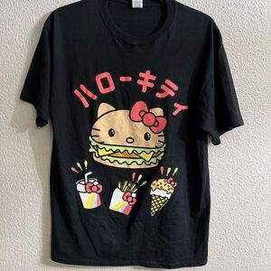 Hello Kitty By‎ Sanrio Hello Kitty Burger Shop Black Tee T-shirt Size Medium M